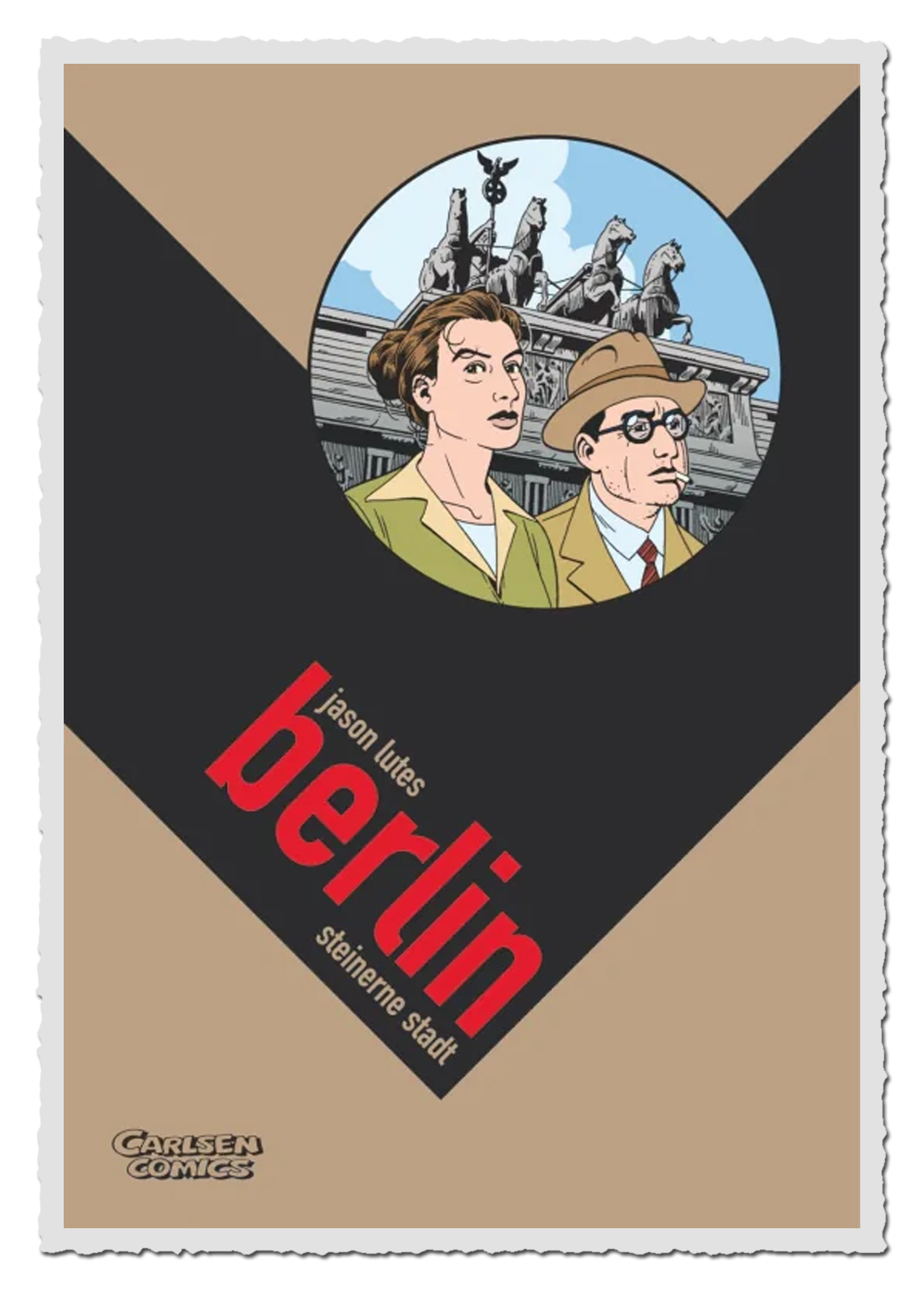 Comiccover „Berlin – Steinerne Stadt“ von Jason Lutes, Figuren vor Brandenburger Tor